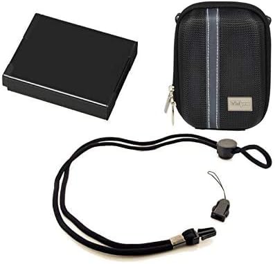 Image showing the Digital Nc accessory package contents: a black box (for battery), a black padded camera case, and a black neck strap.