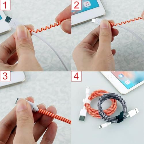 Image of skysia Spiral Cable Charger Protector Wire Protector - Data Cable Saver, Earphone Cable Cover, Cords Protective Wire Winder Sleeve Charger Cover (Black Wire Saver (Pack -2))