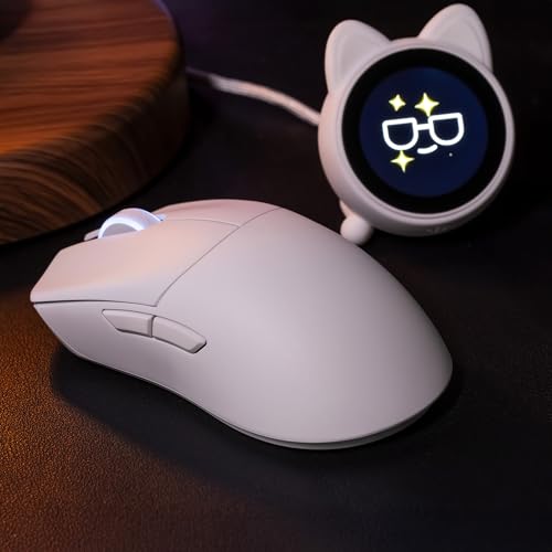 Image of WLMOUSE Huan 48g Ultra-Lightweight Magnesium Alloy Gaming Mouse,8K Voice & Display Receiver, Dual 8K Wireless /Wired, PAW3950HS Sensor, RGB Wheel Lighting, Nordic 54H20 (White(OM Switch))