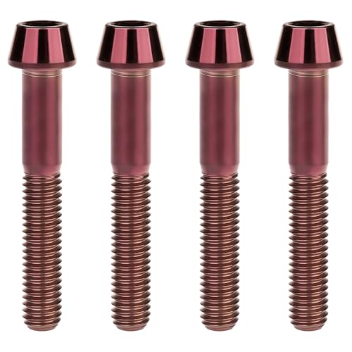 Image of Titanium Ti Bolt M5x9 16 18 20 25 30 35 40 45 50 55 60mm Tapered Head Screws Pack of 4 (M5x45mm, Burgundy)