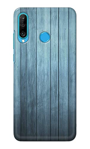 Image of Printed Hard Back Cover Case for Huawei P30 Lite | Huawei Nova 4e Back Cover (Wooden Blue) -702