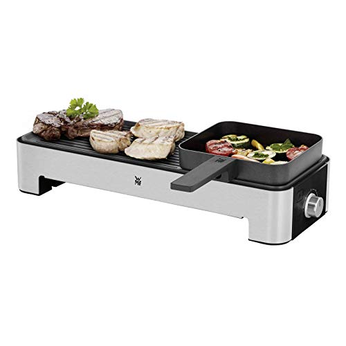 Foto von WMF Küchenminis Tischgrill elektrisch für 2 mit Gemüsepfännchen, Elektrogrill klein mit kompakter Grillfläche, variable Temperatureinstellung, 1000 W
