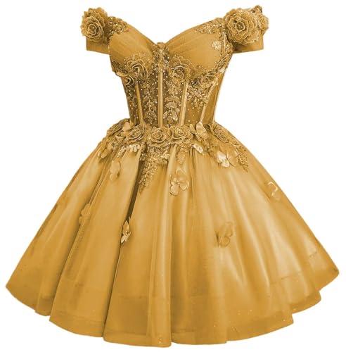 Image of Zhangyo Sparkly Tulle Homecoming Dresses for Teens Off Shoulder DAMA Dress