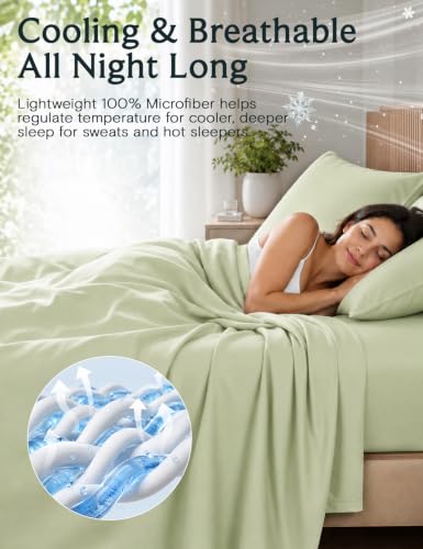 Image of Cal King Size Sheets Set, Cooling & Soft Deep Pocket Bed Sheets, 4PC