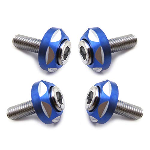 HTTMT- 4Pcs 6mm Thread Dia Aluminum Alloy Decorative License Plate Bolt Screw Compatible with Most Car Motorcycle [P/N: USMT215-021]
