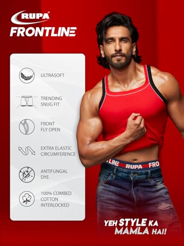 Image of Rupa Frontline Long Trunk for Men, 100% Cotton Material, Outer Elastic, Pack of 2