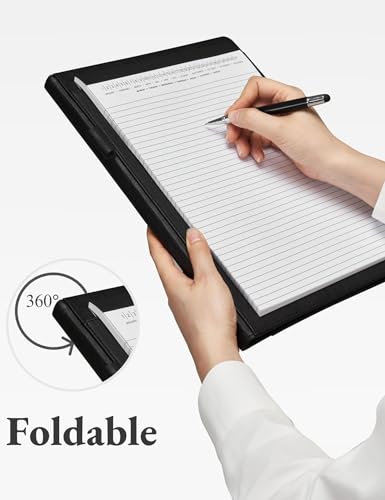 mymazn padfolio portfolio folder faux leather interview resume folder with document organizer amp business card holder letter-sized notepad legal pad holder for men women black