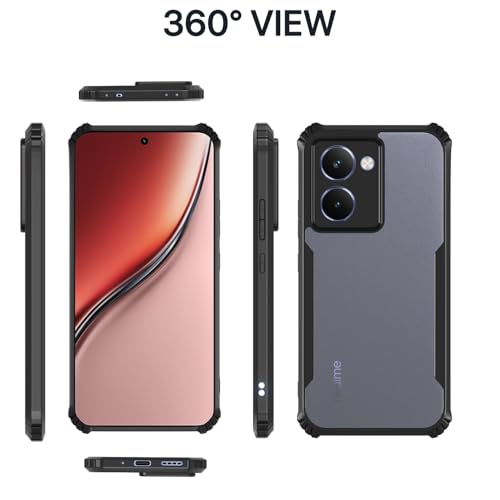 Image of Pikkme Back Cover for Realme P3 Ultra 5G | Ultra Hybrid Shockproof Case | Full Camera Protection | Raised Edges | Clear Transparent Bumper Case (Black)