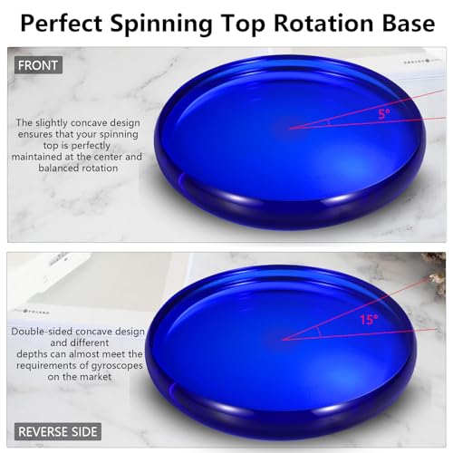 Premium Crystal Glass Spinning Top Base, Double Concave Thicker (S, Blue) by CHEETOP - Image 4