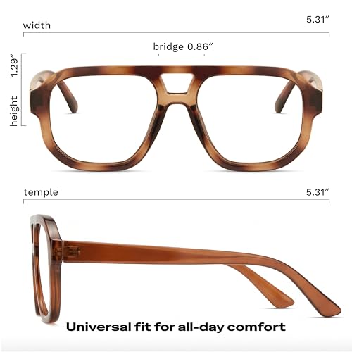 Image of livho Retro Aviator Blue Light Blocking Glasses for Women Men with Soft Case, Trendy Rectangle Computer Eyeglasses