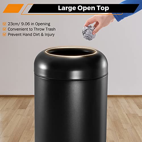Image of BEAMNOVA Commercial Trash Can 16.5 Gallon Open Top Outdoor Indoor Garbage Enclosure Inner with Lid Inside Barrel 14.6 * 32.7 inch Stainless Steel Industrial Waste Container