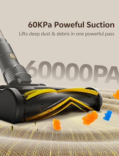 Image of Ultenic Cordless Vacuum Cleaner, 600W 60KPA 65mins Vacuum Cleaners for Home, Cordless Stick Vacuum with Green Light, Self-Standing & 180 Lay-Flat, Anti-Tangled Brush for Floor /Carpet /Pet Hair