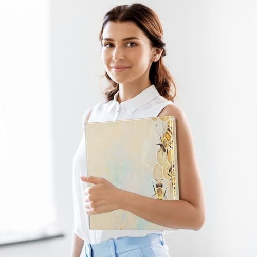 Image of 3 Ring Binder Bees Honeycomb Hive 1.5 inch Binders Three Ring Binders | 3 Ring Binder with Clipboard Fit 8.5'' x 11'' Paper 3 Interior PVC Clear Pockets for Office Supplies