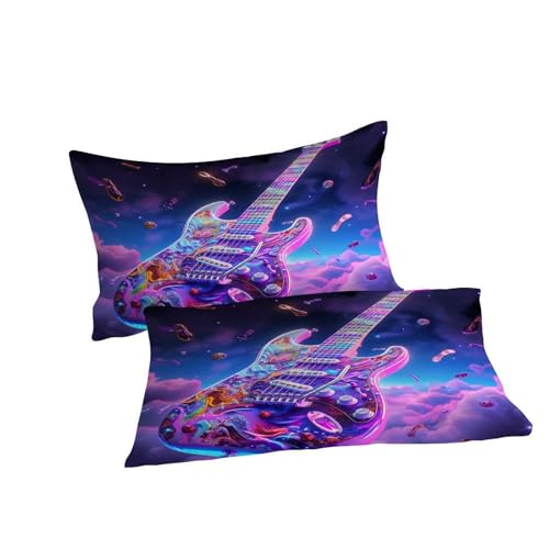 Parure de lit guitare violette housse de couette 200x200 microfibre douce - 7