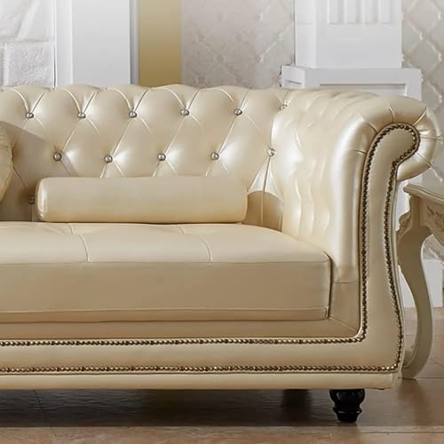 Image of Classic 3+1= 4 Seater with Footrest Seater Sofa Set Luxury Chesterfield Modern Fahionalable Sleeper Sofa for Living Room, Dining Room, (CHANPEGNE)