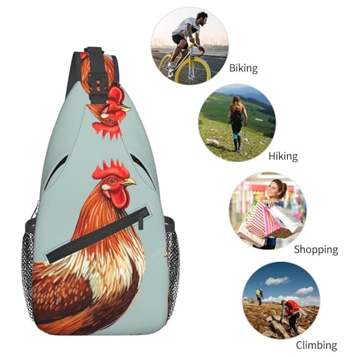 Mochila Sling Negra Estampado Pollo miniatura 5