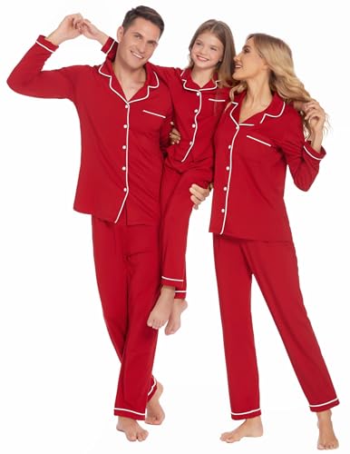 Ekouaer Christmas Family Matching Pajamas Long Sleeve Button Down Pj Set Festival Party Sleepwear2