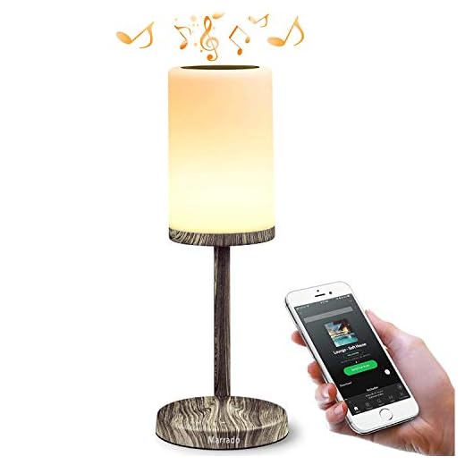 Marrado Bedside Lamp with Bluetooth Speaker | Color Changing LED Mood Light | Wooden dimmable Touch Smart Table Lamp for Bedroom | Best Gift for Teenage College Teens Children Kids Men Women Adults