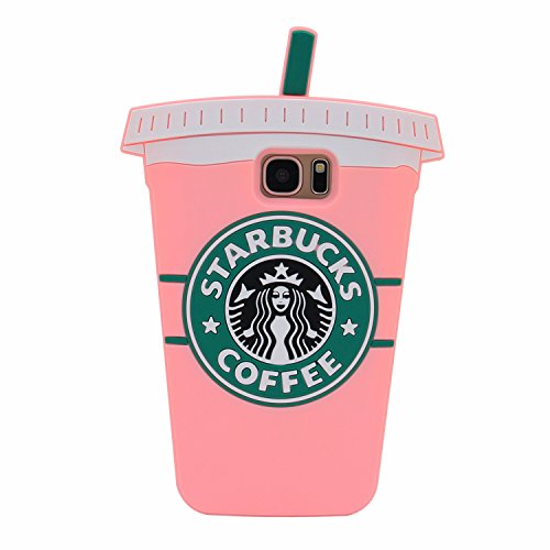 Galaxy S7 Edge Case, MC Fashion 3D Coffee in Pink Protective Silicone Phone Case for Samsung Galaxy S7 Edge (Coffee Cup-Pink)