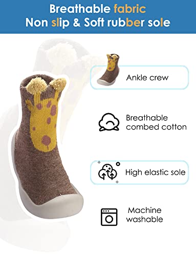 SEAUR 3 pares de meias antiderrapantes para bebês para caminhar, mocassins infantis, sapatos de berç
