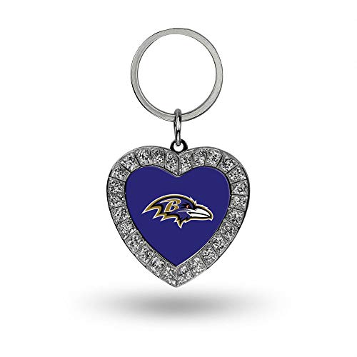 Image of Rico Industries NFL Football Rhinestone Heart Keychain - Great Accessory