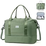 TANTOMI Reisetasche Handgepäck,Sporttasche Damen,46x23x32 cm,Handgepäck Tasche Weekender Bag wasserdichte Reisetasche Duffle Bag Trainingstasche Kliniktasche Geburt Geeignet Urlaub Camping, Grün