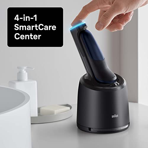 Foto von Braun Series 7 Rasierer Herren mit 360° Anpassung, Elektrorasierer & Barttrimmer, 3-Tage-Bart-Trimmer, Reinigungsstation, AutoSense, Wet & Dry, EasyClick Funktion, 70-B7850cc, blau