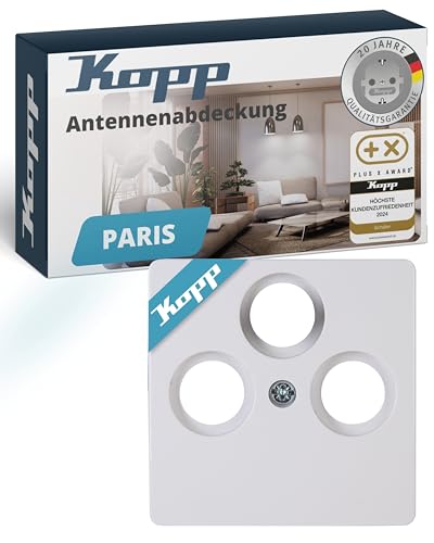 Kopp PARIS 3-fach Abdeckung für Antennensteckdose - Arktis-Weiß - 5,7 x...