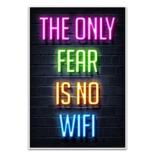 Video Games Posters Gamer Canvas Wall Art Print Room Wall Decoration Gift, Gaming Posters, Posters Teen Boys Room, Game Room Posters, 12x18in, Unframed - The Only Fear is No Wifi Boys Wall Art