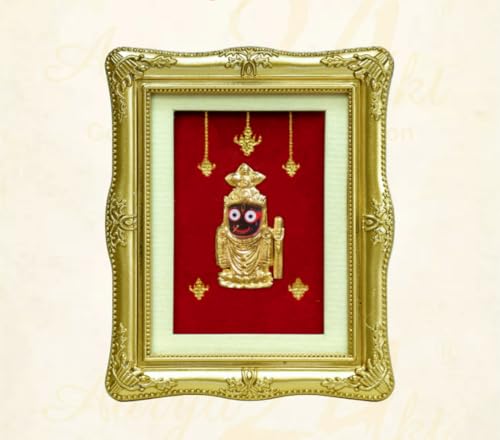 Image of EKA Divine Series Small Mahaprabhu Shri Jagannath Table Top | Gold Foil Lord Jagannath | Spiritual Desk, Home, Office Showpiece, Pooja Decor & Gifting | Size 8.5 x 2 x 11.5 cm