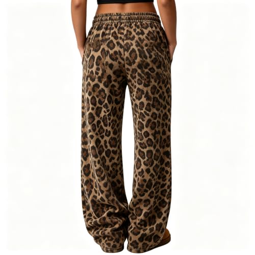 Trendy Leopard Pants Women Y2K Baggy Wide Leg Sweat Pants with Pockets - image 7