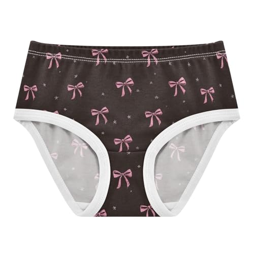 Wusikd Pink Ribbon Bow Star (2) Girls' Underwear Cotton Girls Briefs Soft Toddler Underwear 2T