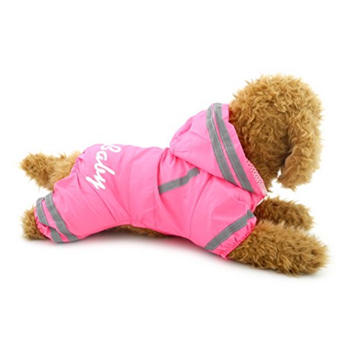 zunea hundemantel Kleine Hunde Regenmantel mit Kapuze wasserdicht Regenjacke Mesh gefüttert Puppy Zupfbürste reinwear Hund Pet Regen Gear/Anzug Jacke Jumpsuit Kleidung Rosa L