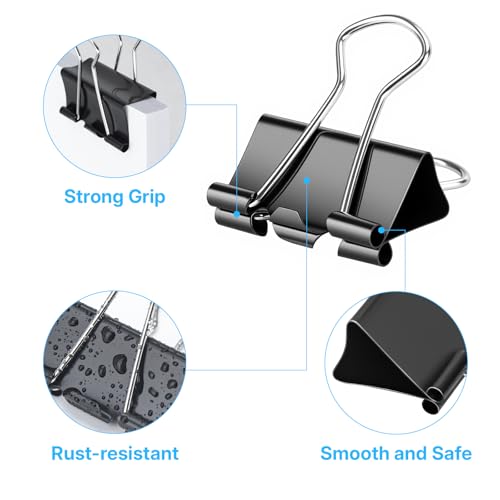 Image of OWLKELA 120 PCS Medium Binder Clips, 1.25 inch, Black