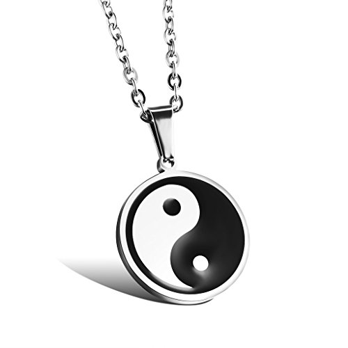 JSEA Stainless Steel yin yang Necklace One Piece Chinese Symbol Pendant Jewelry