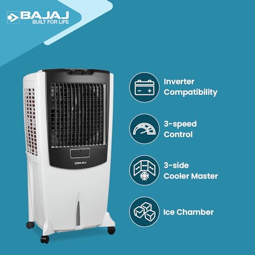 Bajaj DMH 115 Litre Desert Air Cooler for home with Dura Marine Pump| 3-Yr Warranty | Hexacool & TurboFan Technology | Inverter Compatibility | Ice Chamber | 3-Speed Control | White Cooler for room - Image 5