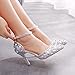 Royal Blue Rhinestone Sandals Thin High Heels Pointed Toe Sandals Blue Crystal Heels Shoes Fashion High Heel Shoes (39 M EU / 8 B(M) US, Silver, numeric_8)