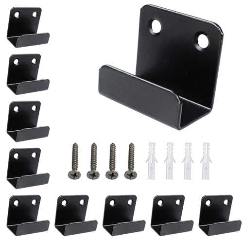 Image of 12 Pcs Stainless Steel Tile Display Hanger, Heavy Duty Wall Mounted Bracket Hooks for Ceramic Tiles, Mirrors, Picture Frames, Black, 0.79 inch Inner Width