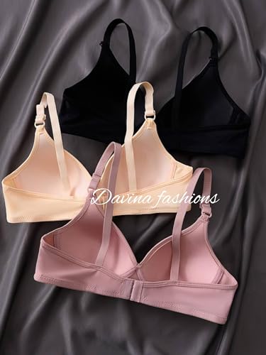 Image of DAVINA FASHIONS Women's & Girl's Cotton Soft Padded Push Up Wire Free Bra (Multi-Mix-Colors) (Pack-of-2) Random Colours as per Availability