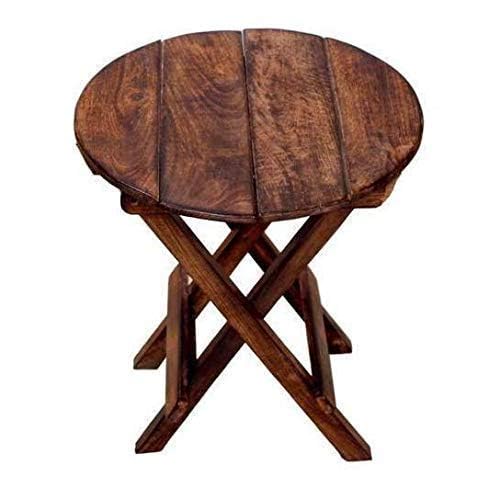 Image of WOODLY Premium Wooden Folding Chair and Round Table Combo | Handcrafted Sheesham Wood Garden & Balcony Seating Set | Outdoor Tea /Coffee Patio Furniture |Set, 2-Piec (12 inch Small)