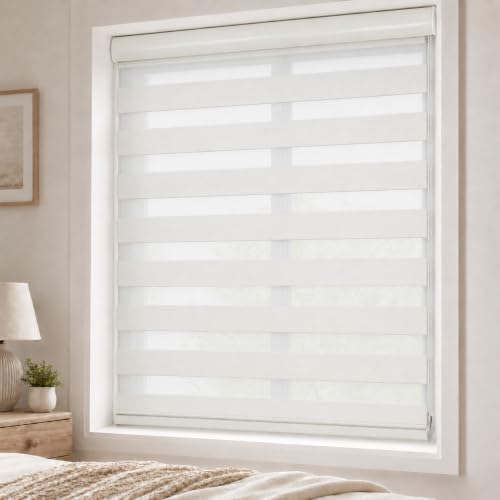 ShadesU Zebra Blinds for Indoor Window Roller, Zebra Shades for Windows Privacy Light Filtering Shades (Maxium Height 72inch) (Cream Color)(Width 94 inch)