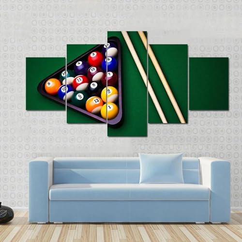 Impression sur toile deco murale salon 5 parties tableau snooker geant pour decoration interieure
