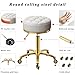 XCRFKGW Gold Rolling Stool, Round Roller Swivel Chair, Pedicure Salon Spa Massage Chair with Wheels, PU Leather Seat Padded, Adjustable Vanity Stool 43-55 cm (White)