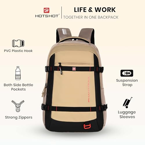 Image of HOT SHOT PHANTOM-X,Detachable Key Ring,Trolley sleeve,Suspension straps,laptop backpack for men|office bag for men|college bag |laptop bag,32 L for men & women