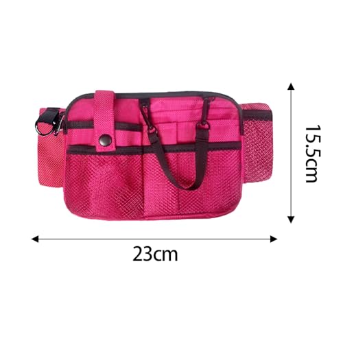 Ceinture sac banane infirmière à multi compartiments en polyester solide rose - 3