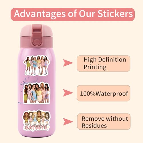 Image of KATSEYE 123 Pcs Waterproof Laptop Stickers for Water Bottle Laptop Computer Skateboard Phone Sticker Set