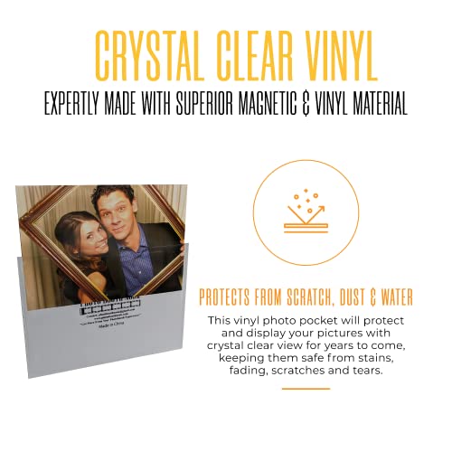 Photo Booth Nook - Premium Magnetic Pocket Picture Refrigerator Frame, White, Holds 4 X 6 Inches Photos, 50 Pack #TOP2