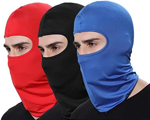JANSONG Pack of 3 Ski Sun Mask Windproof Sunscreen Motorcycle Helmet -Outdoor Paintball Hunting Fishing Balaclava Face Masks Blue Red Black