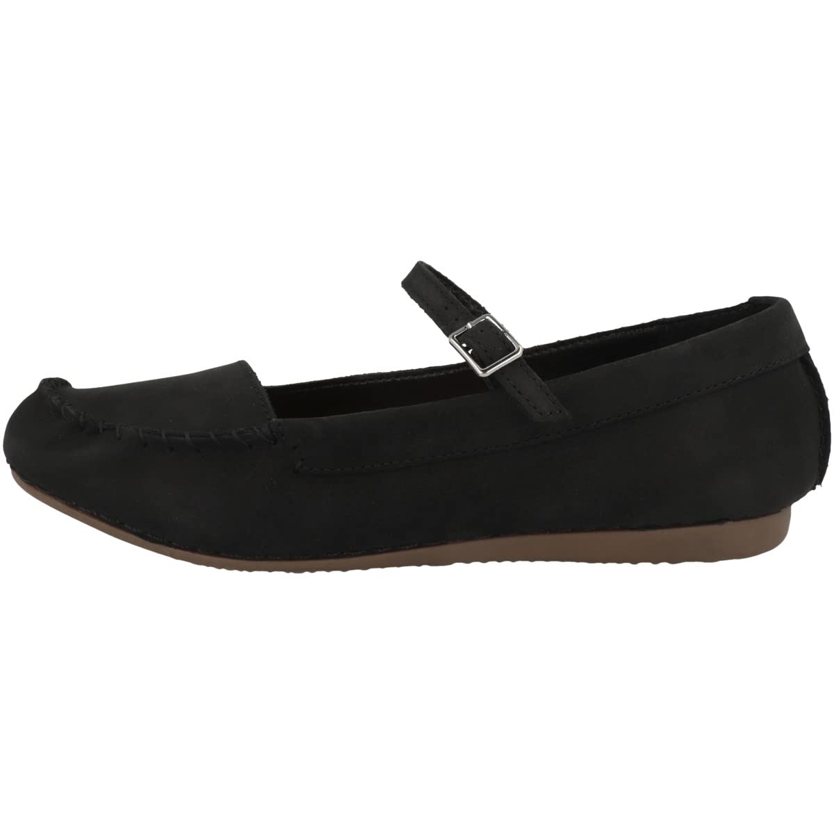 Clarks Women's Freckle Bar Ballet Flat, Black Nubuck, 5.5 UK