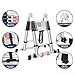 DEZEX Telescoping Ladders 16.5FT A Frame Stainless Steel Extension Ladder,Heavy Duty Lasts for 375LBS,with Balance Bar and Movable Wheel,Multi-Purpose Collapsible Ladder for Outdoor Indoor